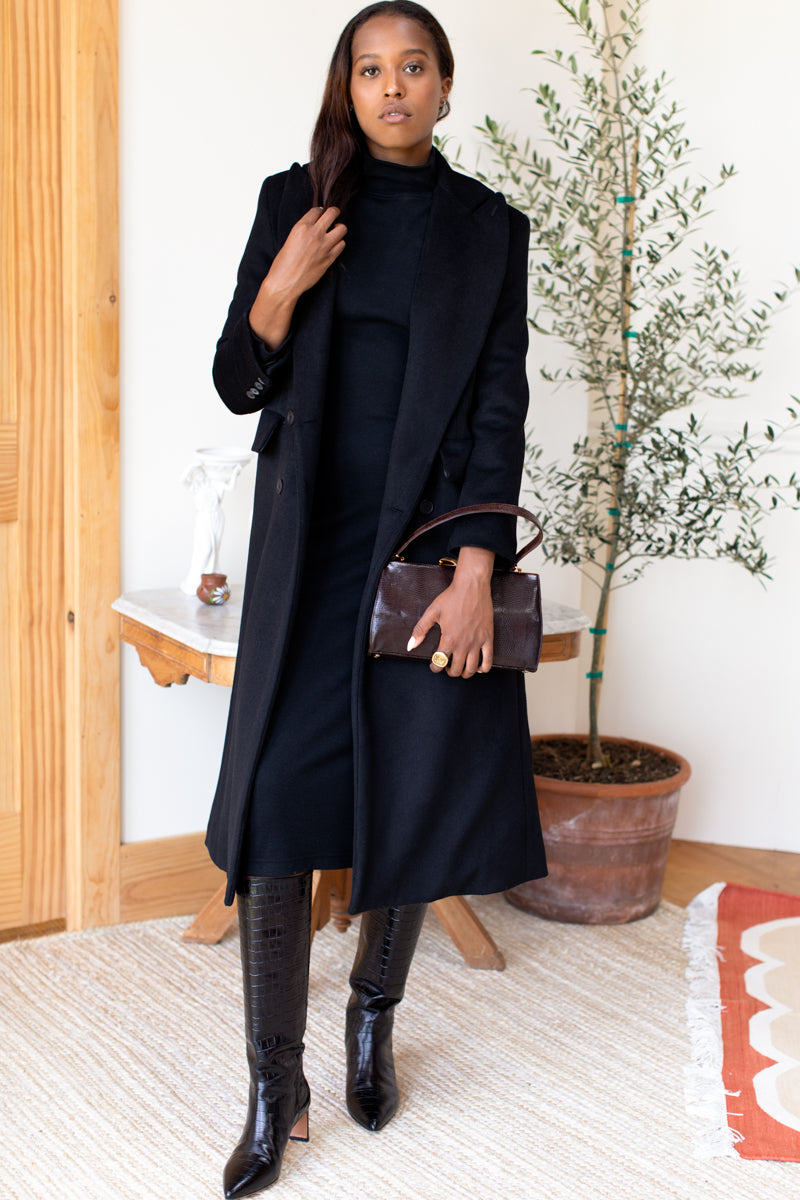 Julius Long Coat - Black Wool Cashmere