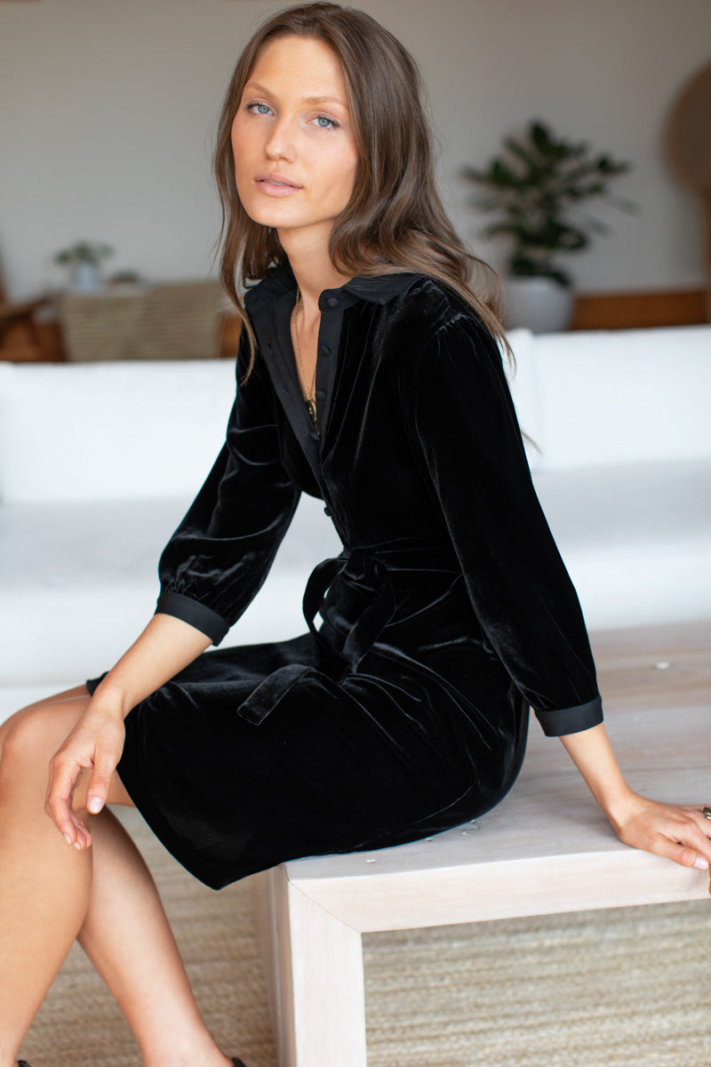velvet shirt dress women Women's Velvet Shirt Dress Long Sleeve V-Neck Lapel Loose-Fit Casual Vintage Mini Cocktail Party Shirt Dress Blue at Amazon Women's Clothing store