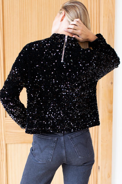 Edie Top - Black Sequin - Emerson Fry