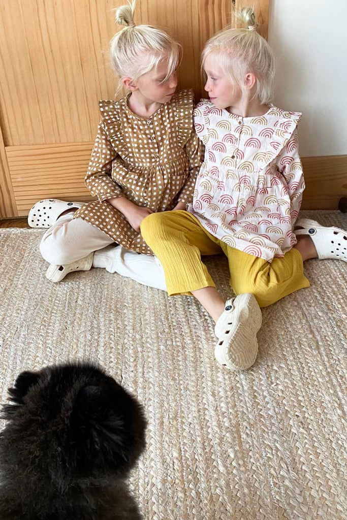 Little Fry Little Dress Ochre Gingham Organic Emerson Fry little-fry-little-dress-ochre-gingham-organic-emerson-fry