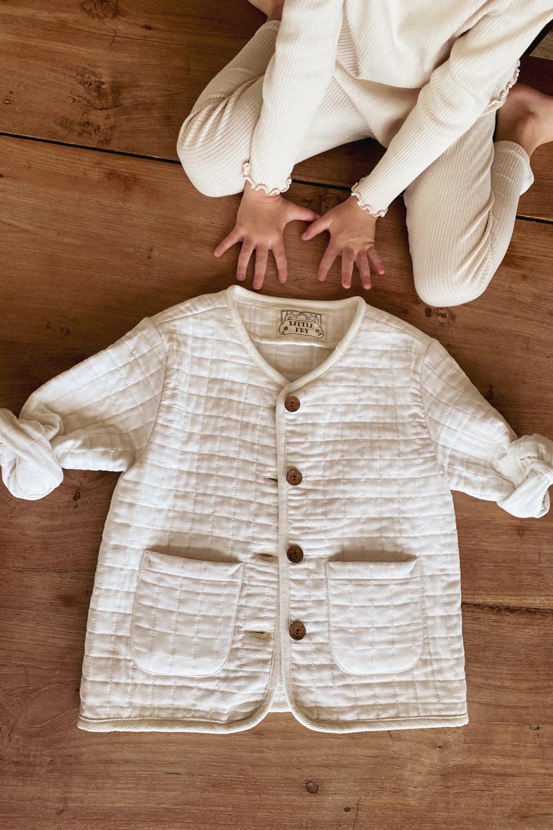 Little Fry Quilted Jacket - Cloud White Organic