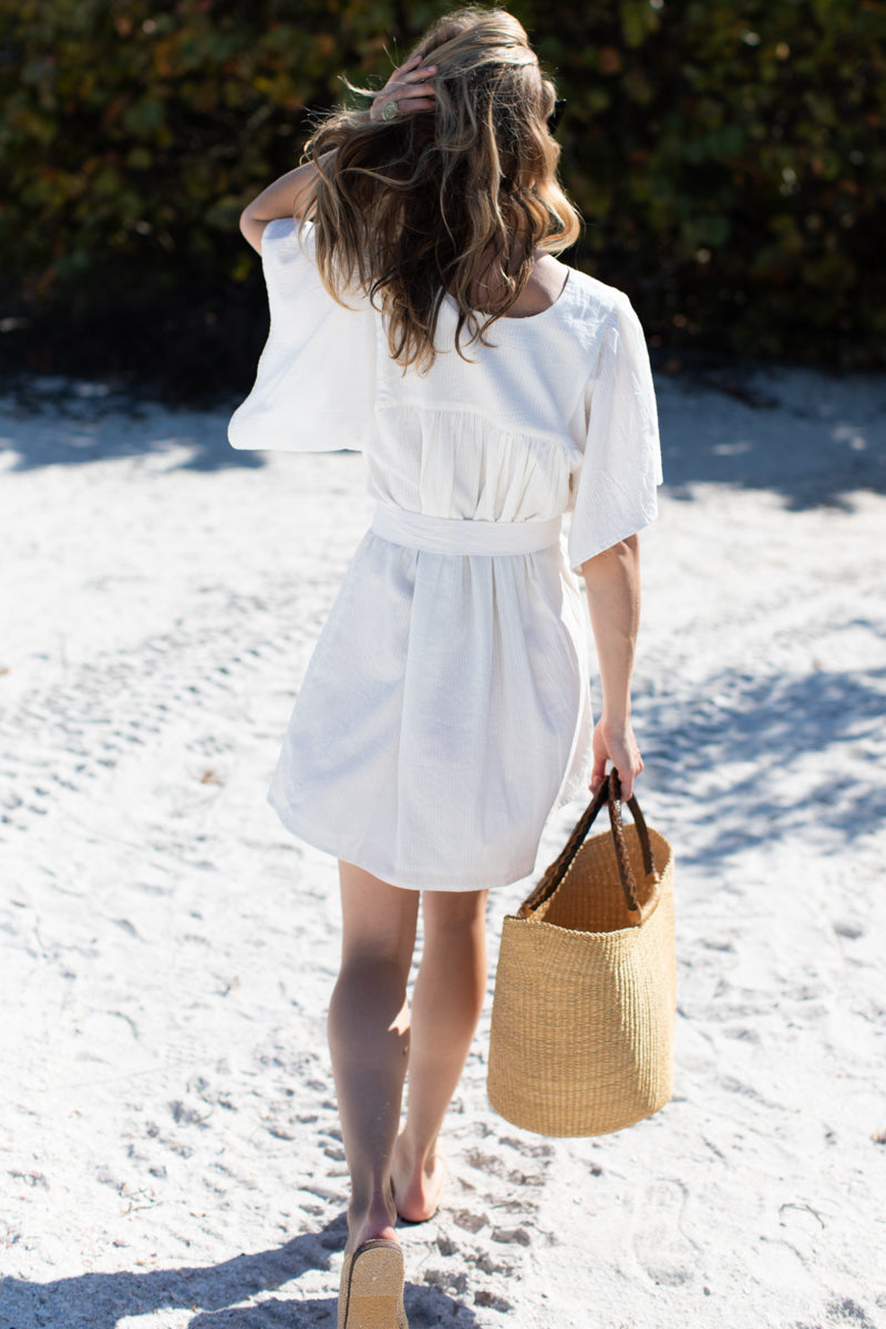 Basalie Dress - Dobby Stripe White