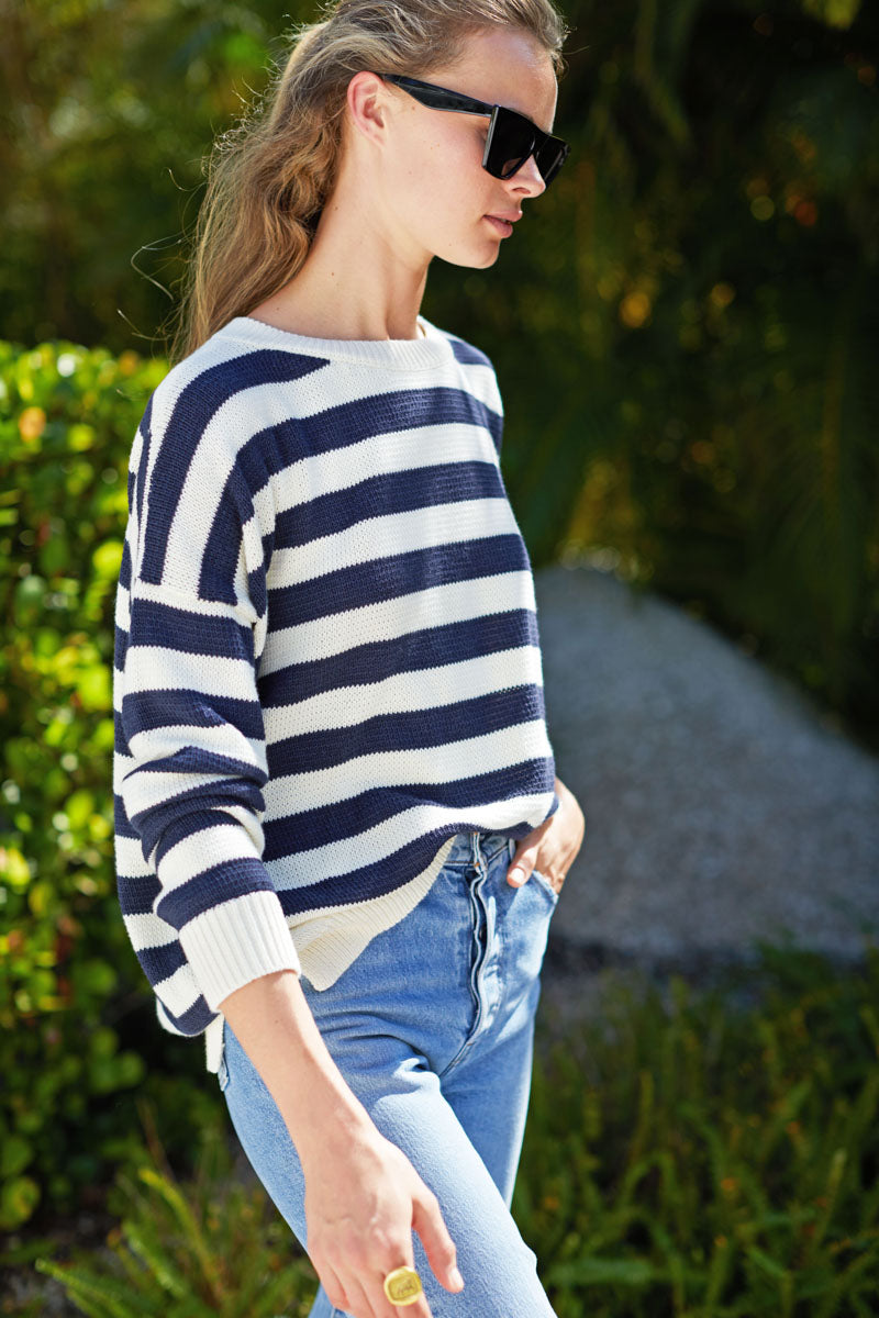 Carolyn Sweater - Navy French Stripe Organic