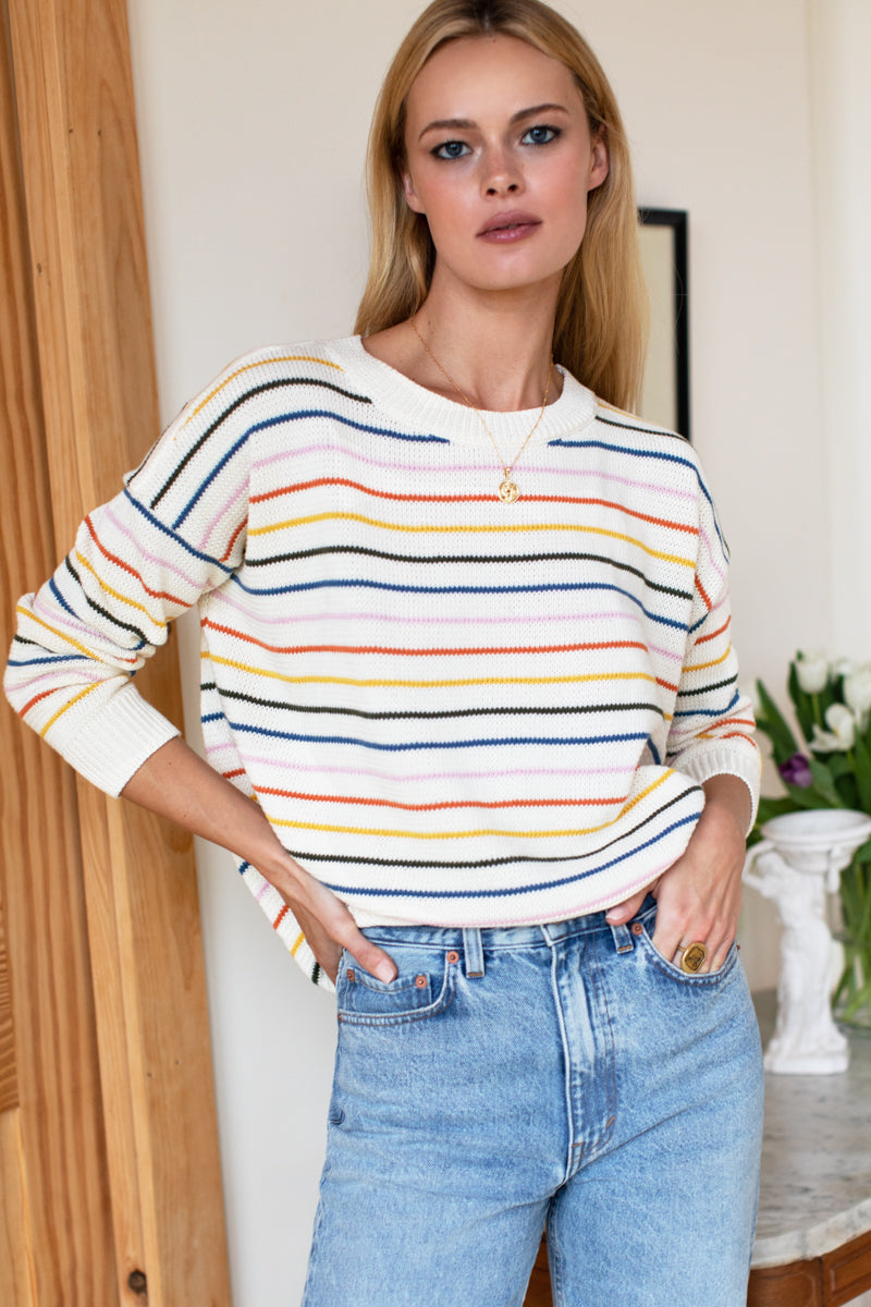 Sweater Catalina Crewneck Rainbow Sherbet Stripe - Kreatelier