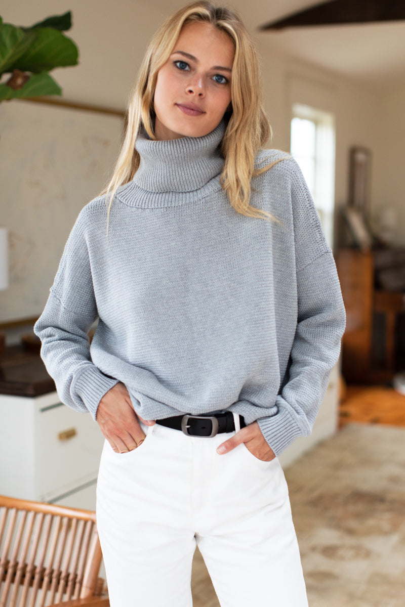 Carolyn Turtleneck Sweater - Grey Organic - Emerson Fry
