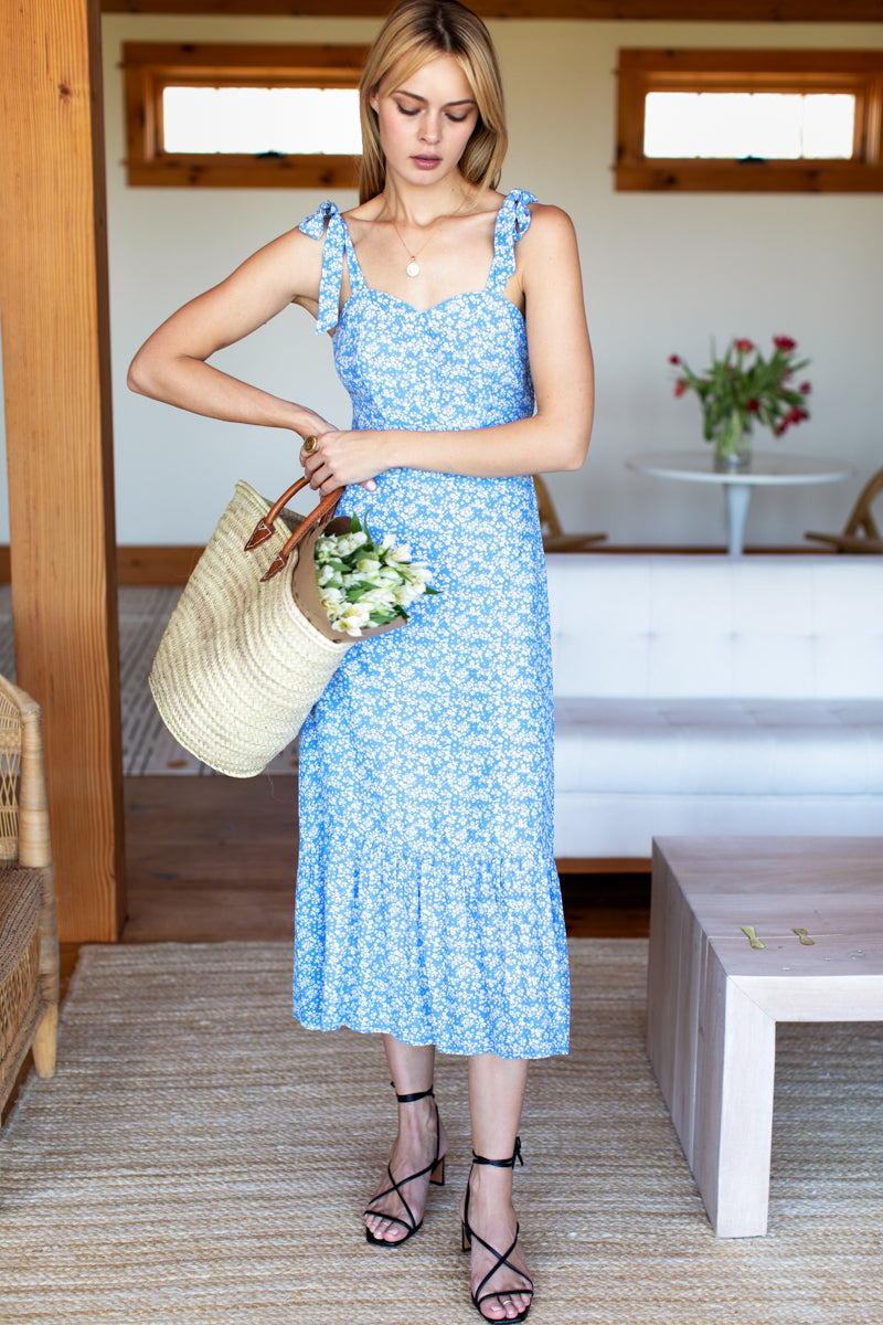 Charlotte Dress - Vintage Flowers Blue