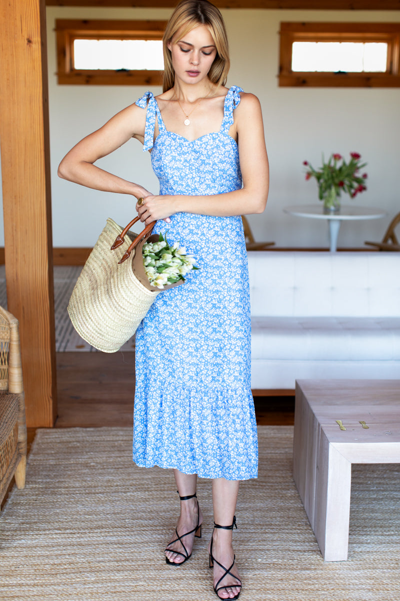 emerson fry dress Lucy - Powder Blue Gold Dot Lurex Bust 33 Emerson Fry Atelier Tier Dress