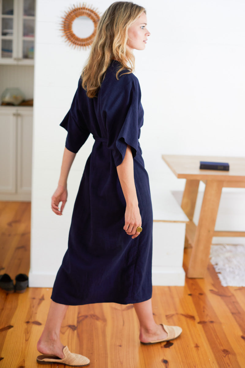 Delphine Button Front Dress - Maritime Linen