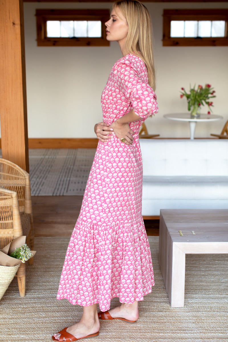 Frances Dress 3 - Crescent Flower Bon Pink Organic