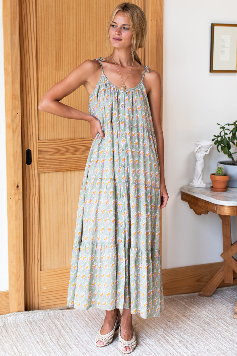 India Button Front Sundress - Harper Organic