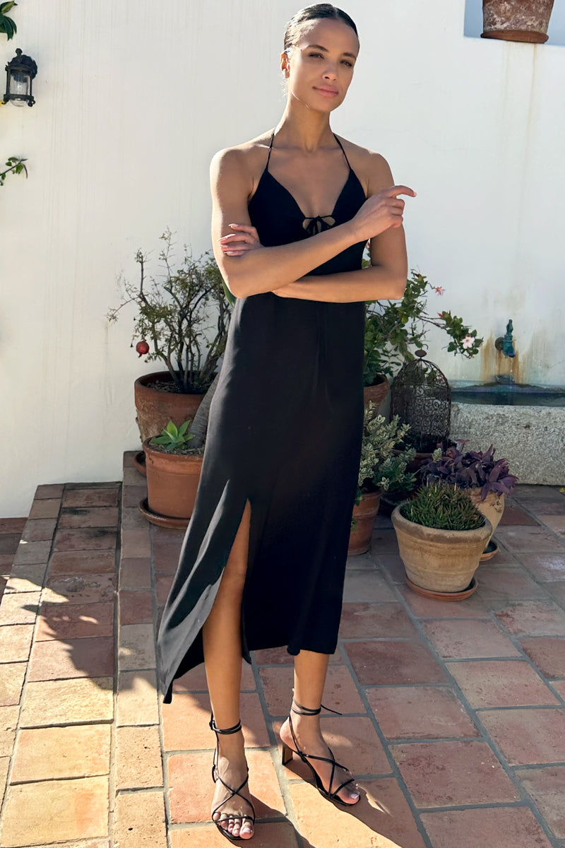 Halter Tie Dress - Black Halter Tie Dress - Black