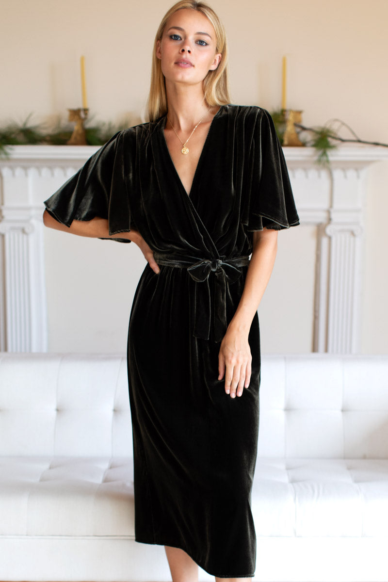 Lila Dress - Bark Silk Velvet Lila Dress - Bark Silk Velvet