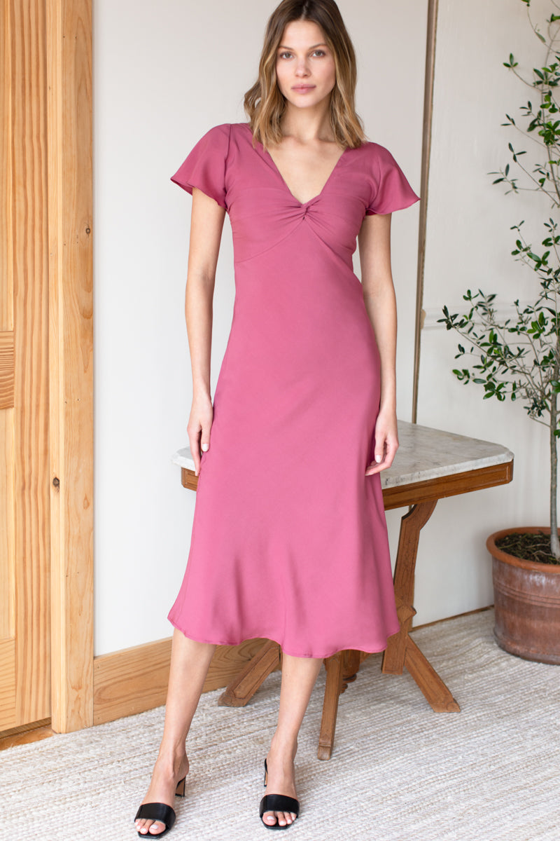 Knot Front Dress - Rouge Pink