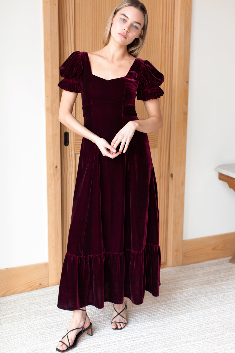 Daughters Dress - Merlot Silk Velvet