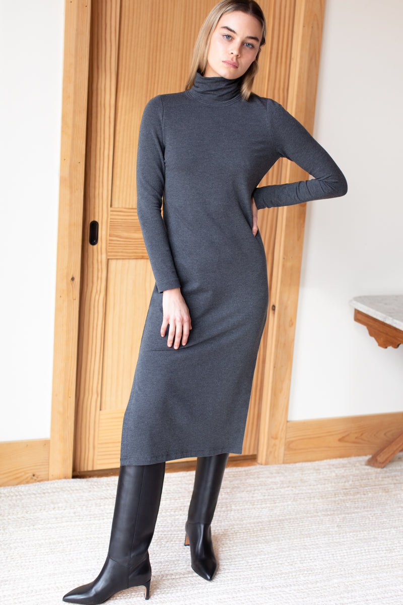 Turtleneck Dress - Charcoal Mix Turtleneck Dress - Charcoal Mix