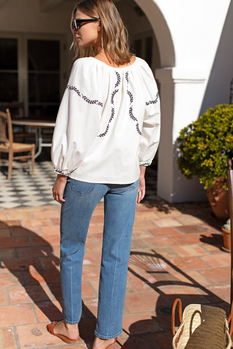 Lucy Dove Embroidery Blouse - Salt Organic