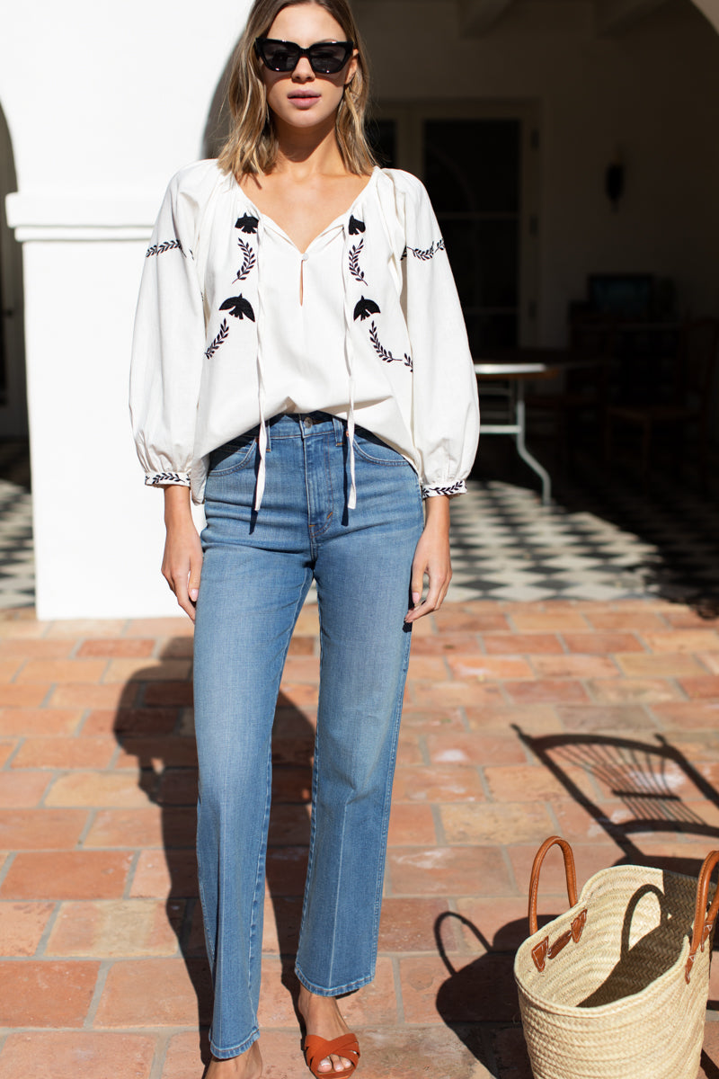 Lucy Dove Embroidery Blouse - Salt Organic