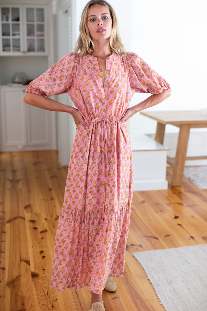 Lucy Dress - Little Marigolds Pink Organic