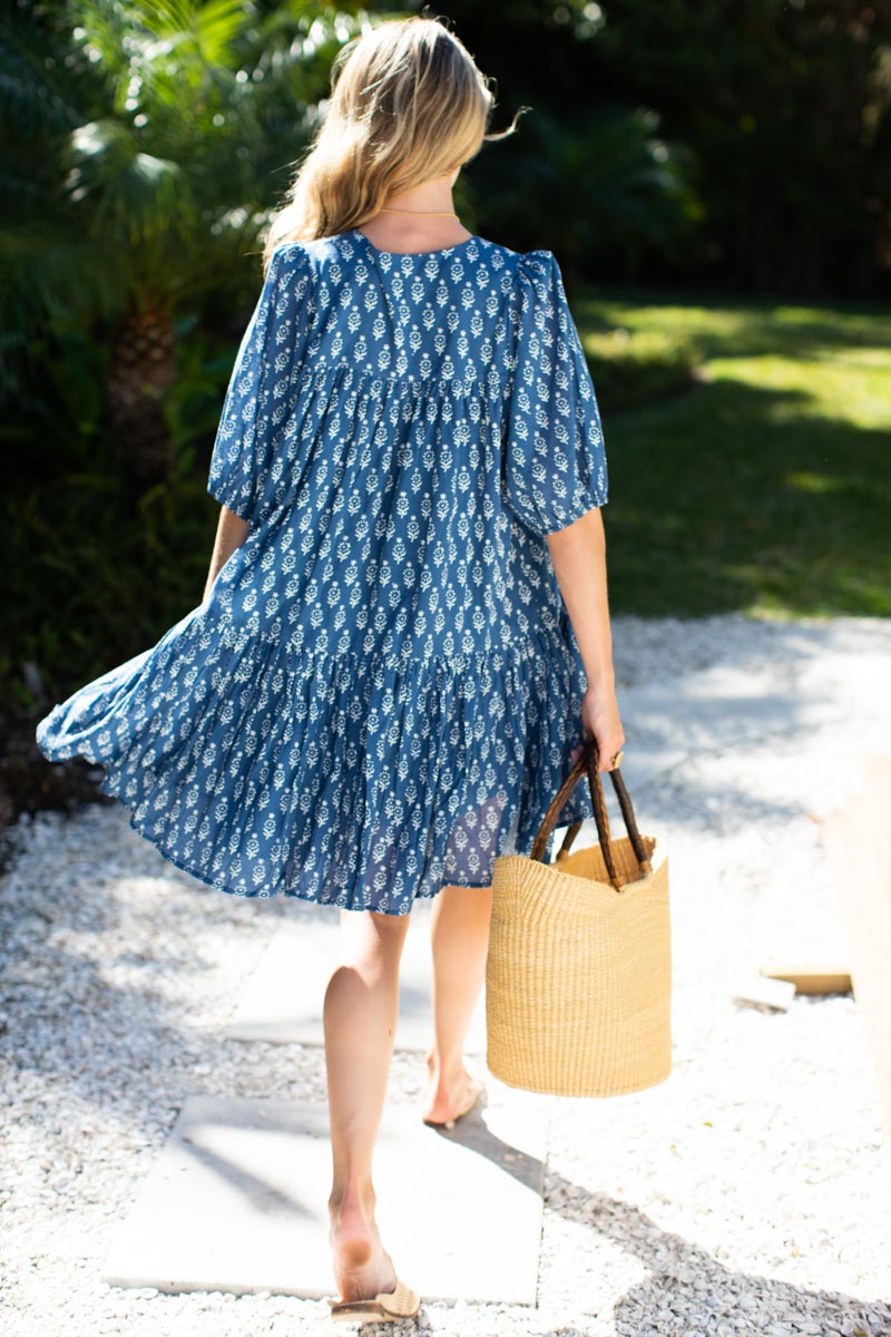 Puff Isla Dress - Marguerite Blue Organic