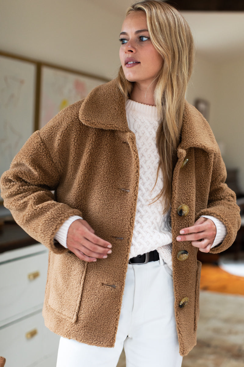 brown short teddy coat