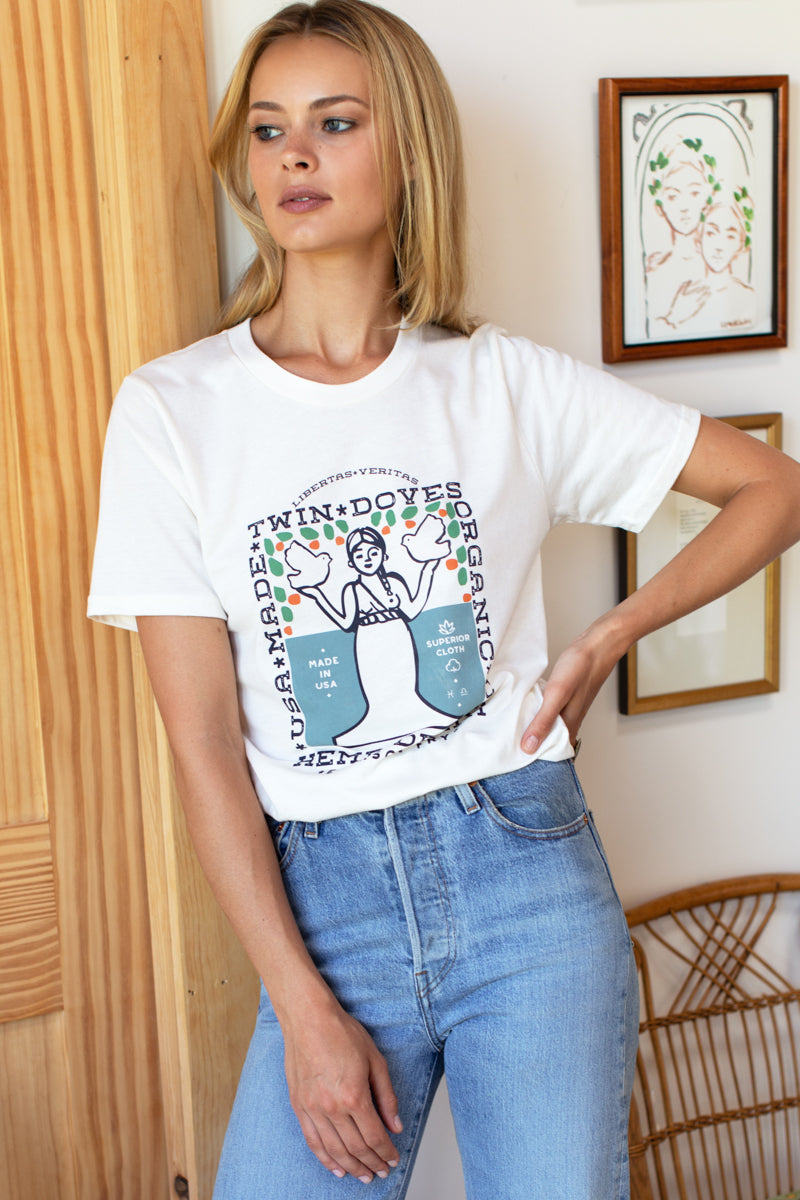 Twin Doves T-Shirt - Goddess Sea Organic