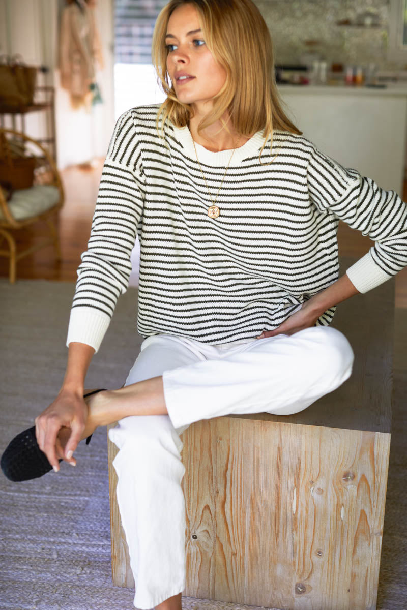 Carolyn Sweater - Army Stripe Organic