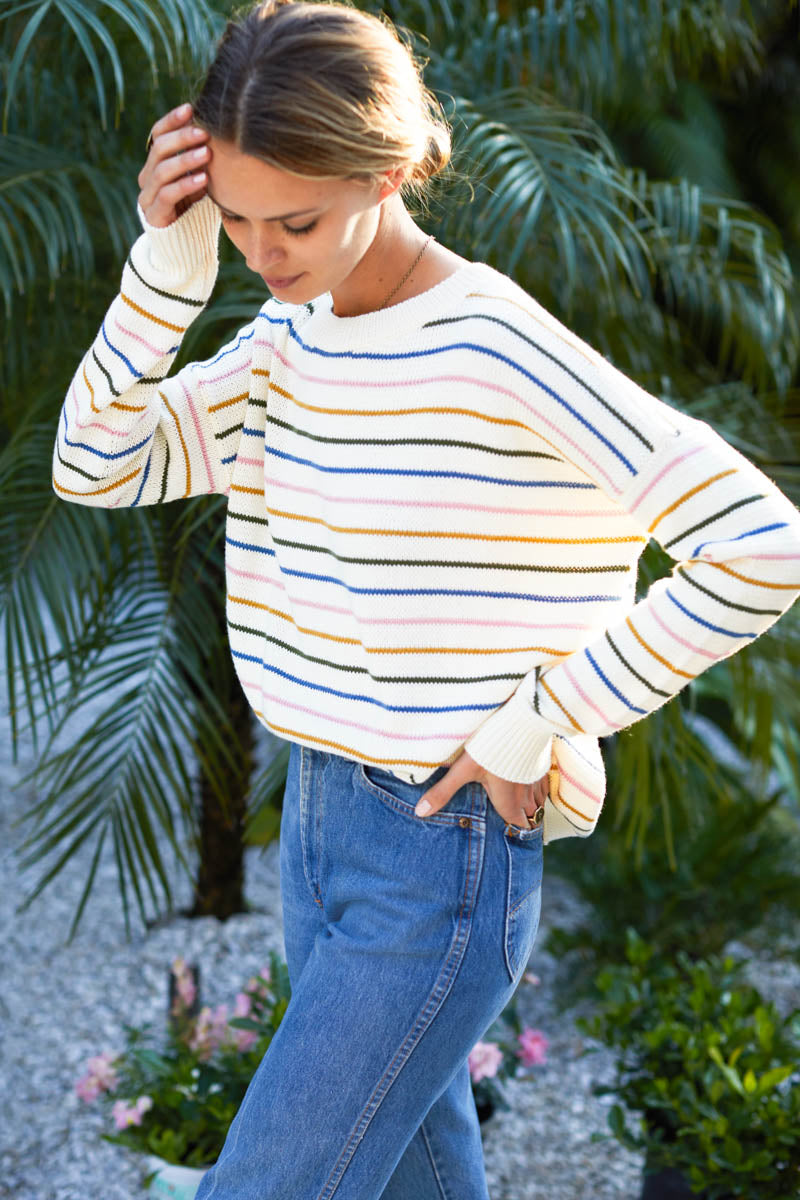 Carolyn Sweater - Rainbow Stripe Organic