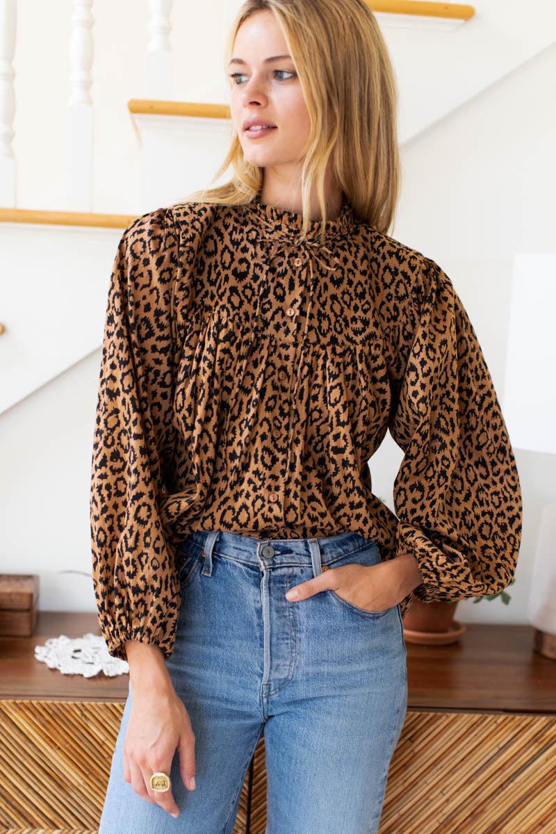 Emmaline Blouse - Leopard Organic - Emerson Fry