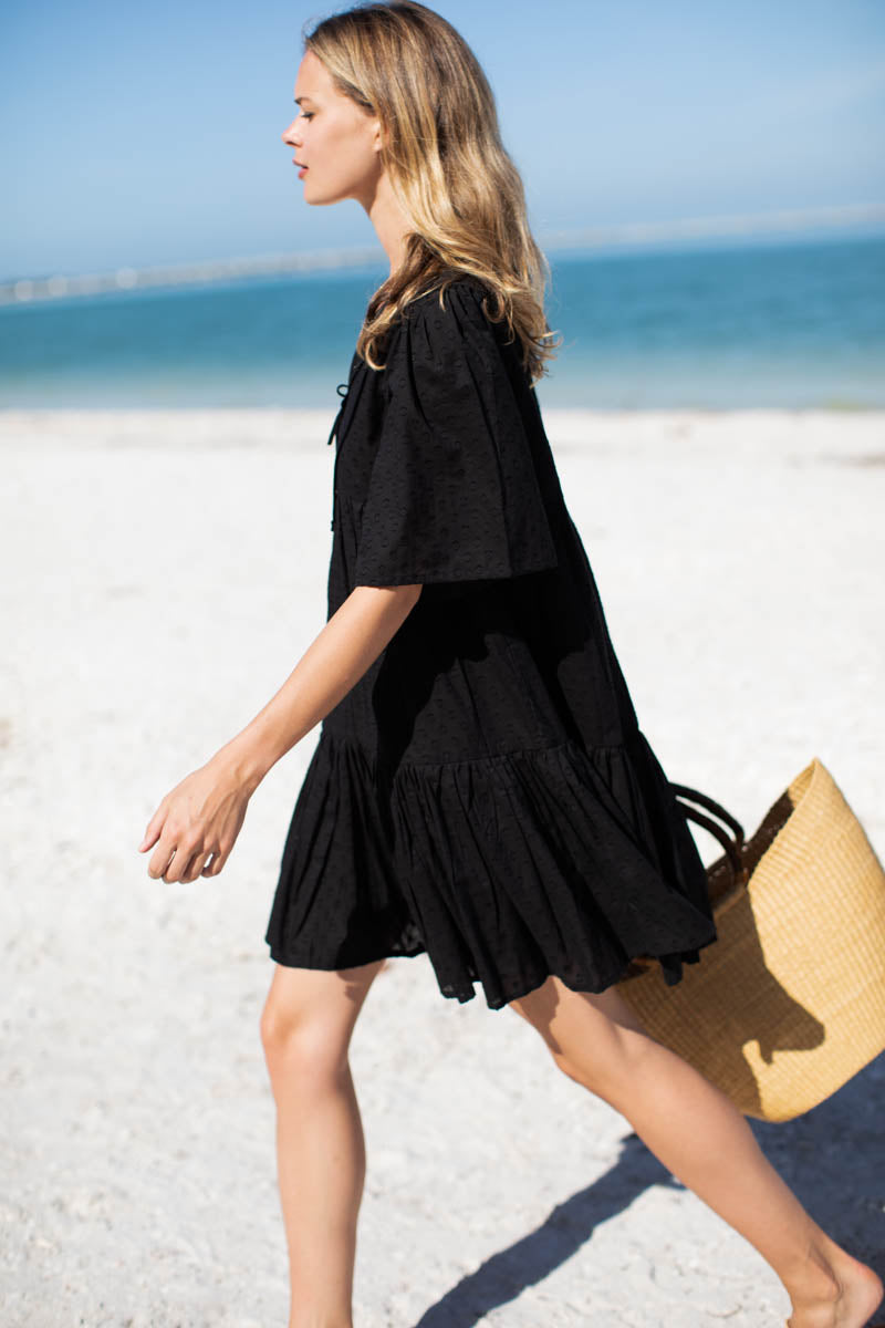 Isla Dress - Black Swiss Dot Organic