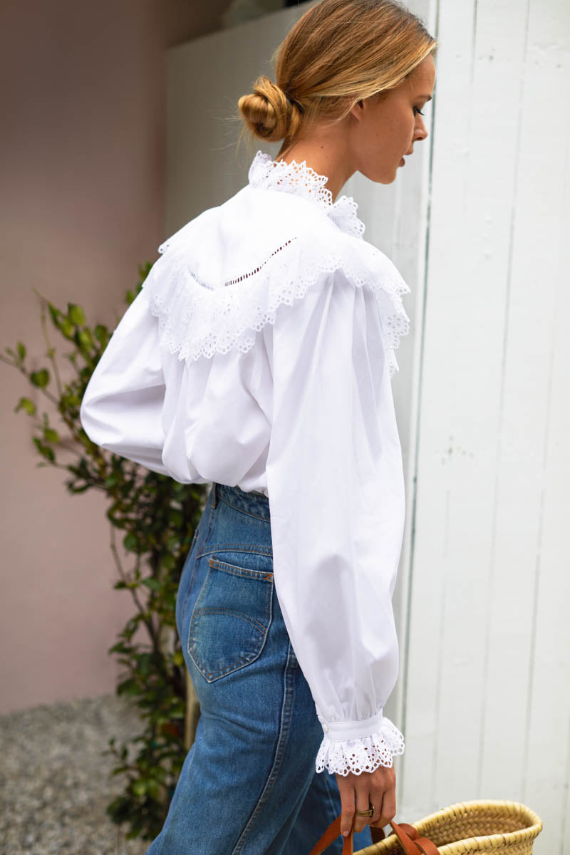Victoria 3 Blouse - White Poplin