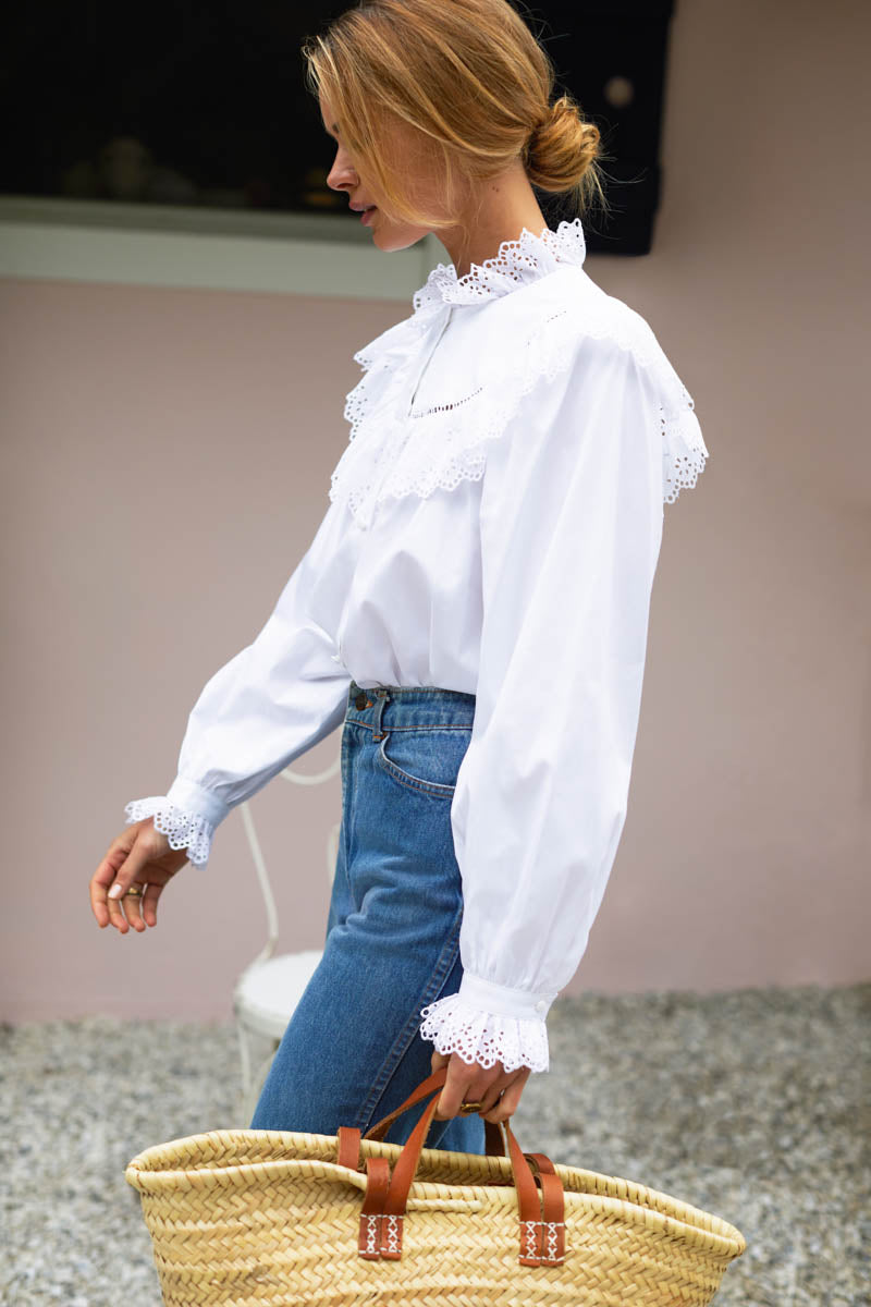 Victoria 3 Blouse - White Poplin