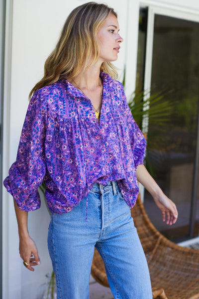 Emmaline Blouse - Violet Wildflower Organic - Emerson Fry