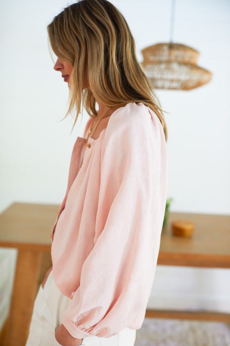 Frances Blouse - Shell Pink Linen