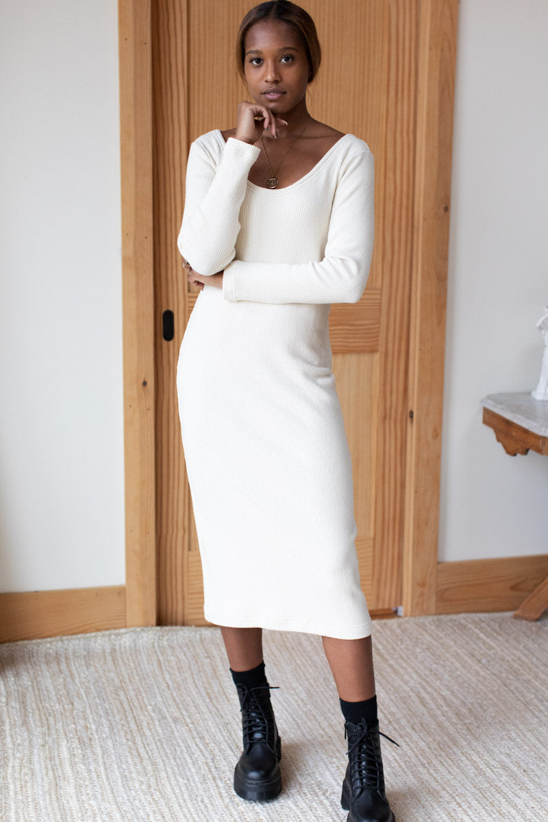 Go To Layering Dress - Natural Hemp Cotton Rib Organic - Emerson Fry Go To Layering Dress - Natural Hemp Cotton Rib Organic - Emerson Fry