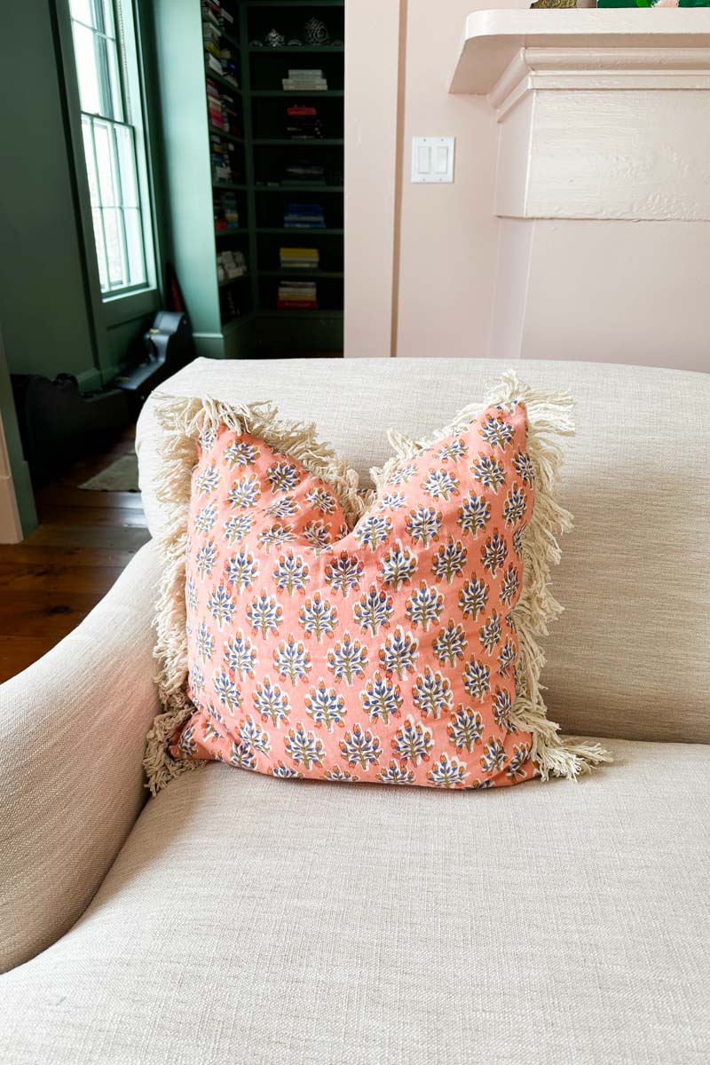 Handblock Pillow Cover - Indie Flowers Sunset Linen