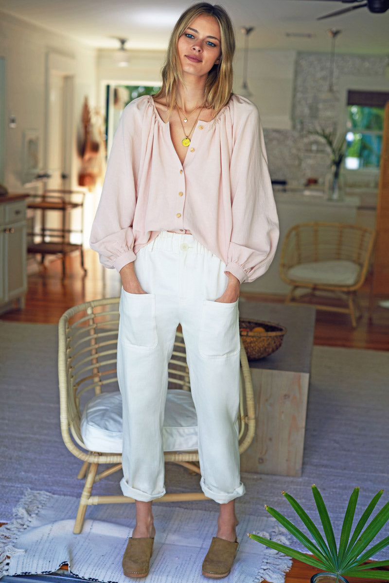 Frances Blouse - Shell Pink Linen - Emerson Fry