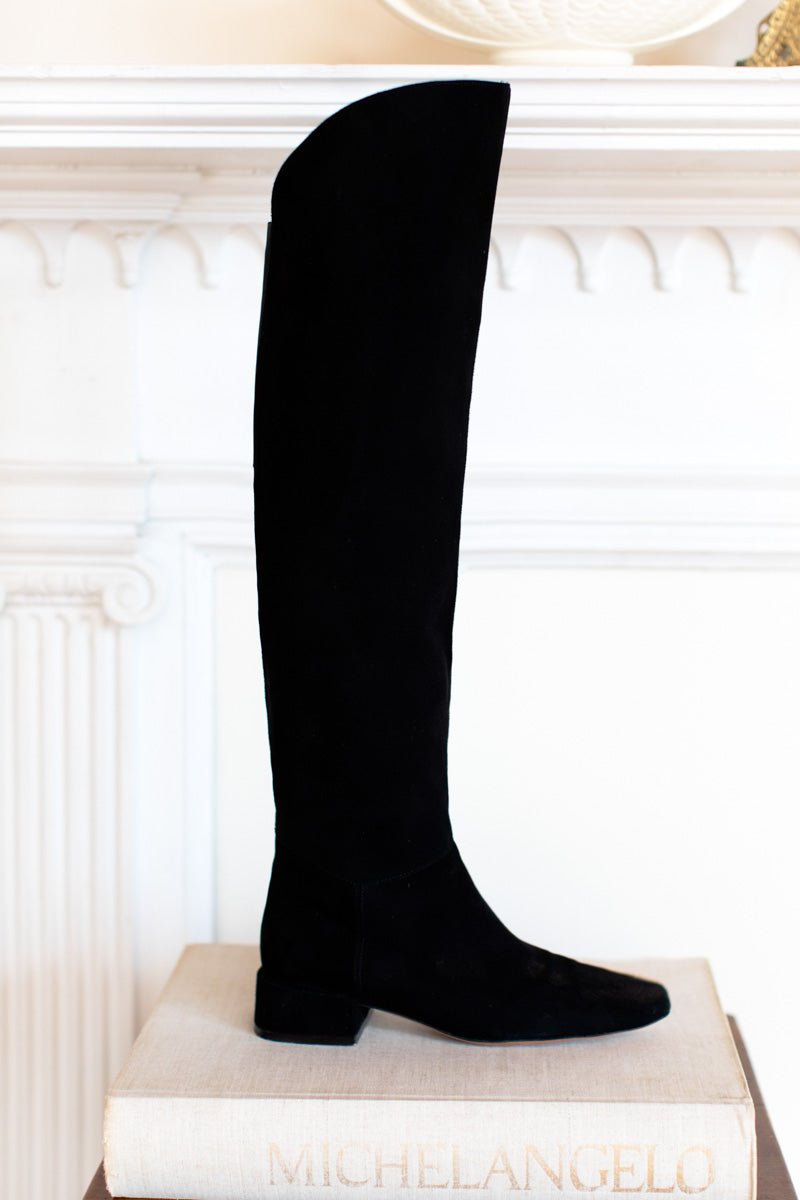 Over The Knee Boot - Black Suede