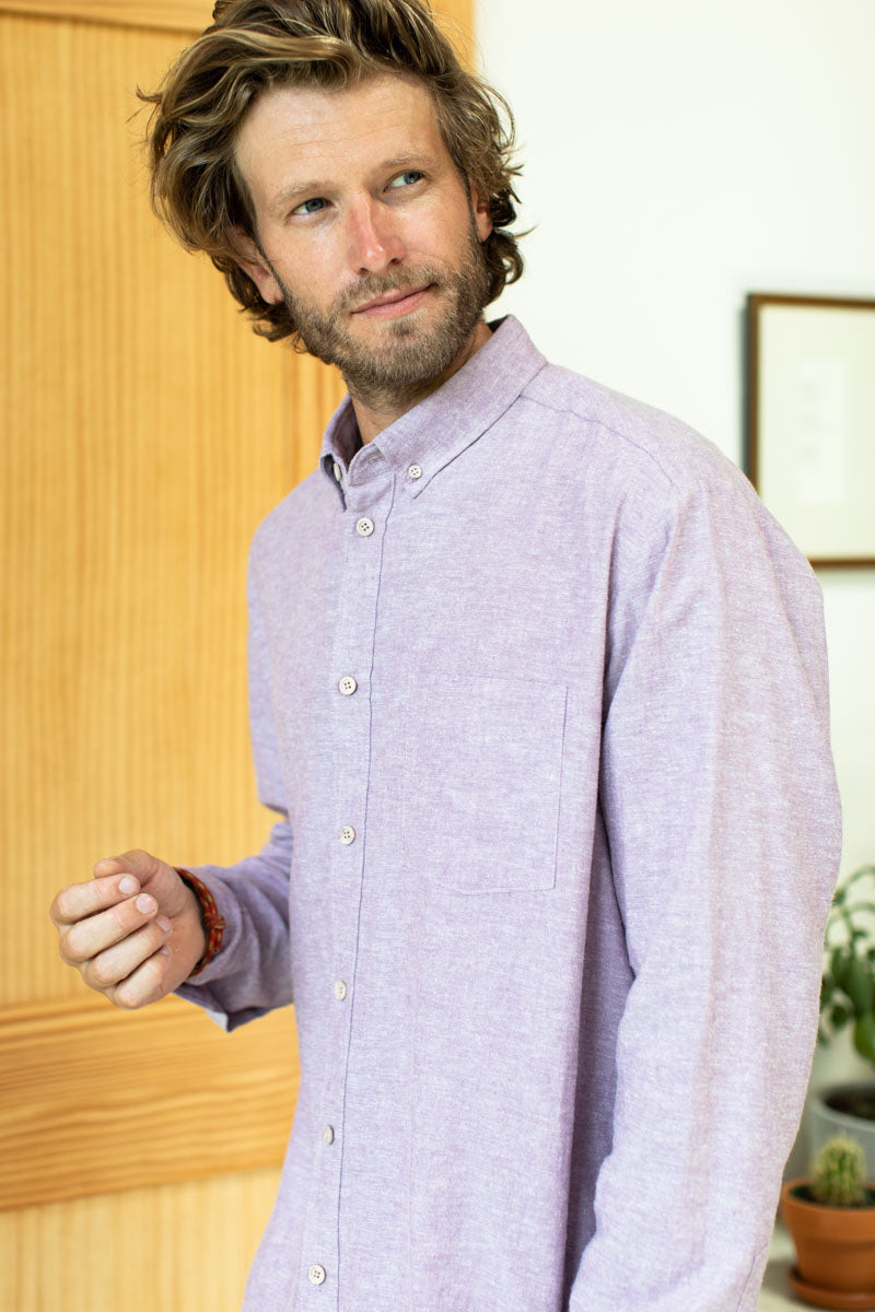 Ryan Shirt - Argyle Purple Hemp Organic