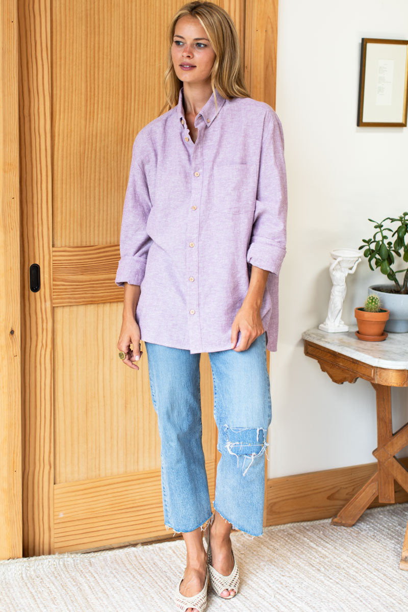 Ryan Shirt - Argyle Purple Hemp Organic