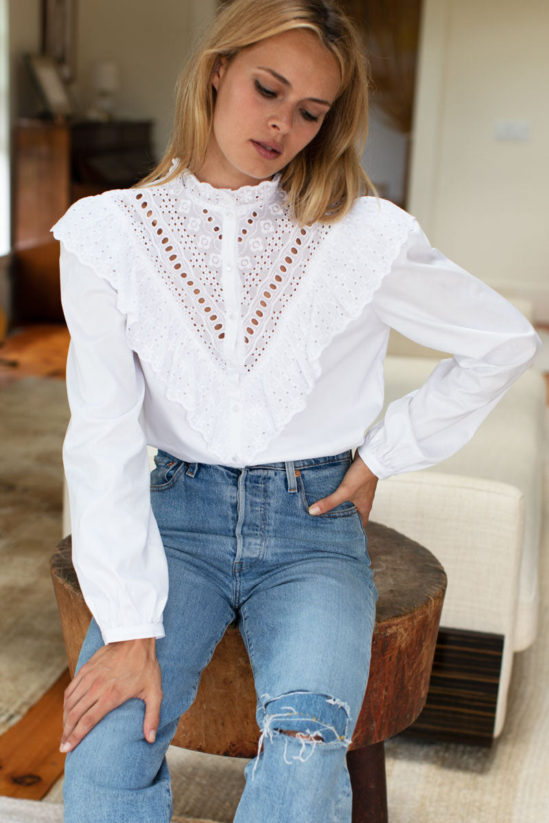 Victoria 2 Blouse - White Poplin