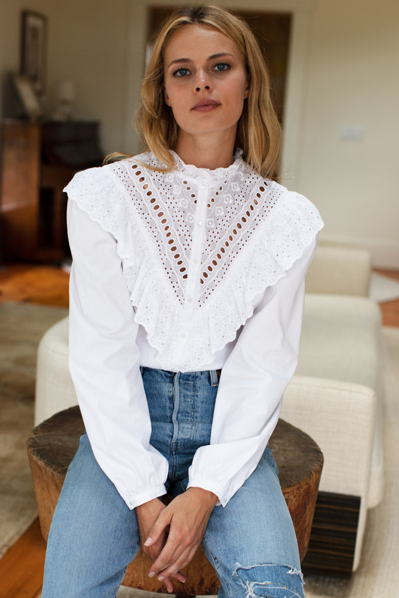 Victoria 2 Blouse - White Poplin - Emerson Fry