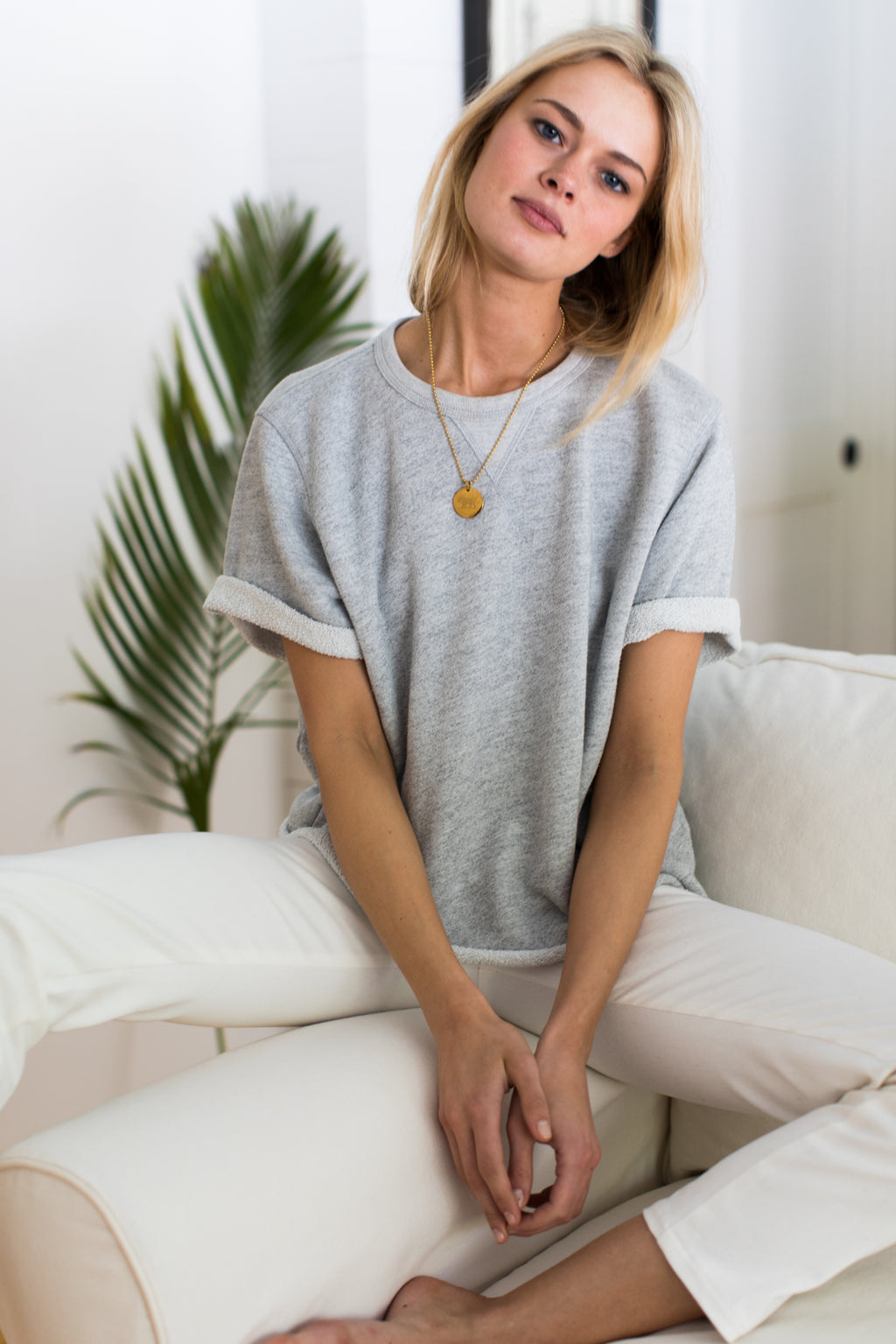 Short Sleeve Sweatshirt – Heather Grey