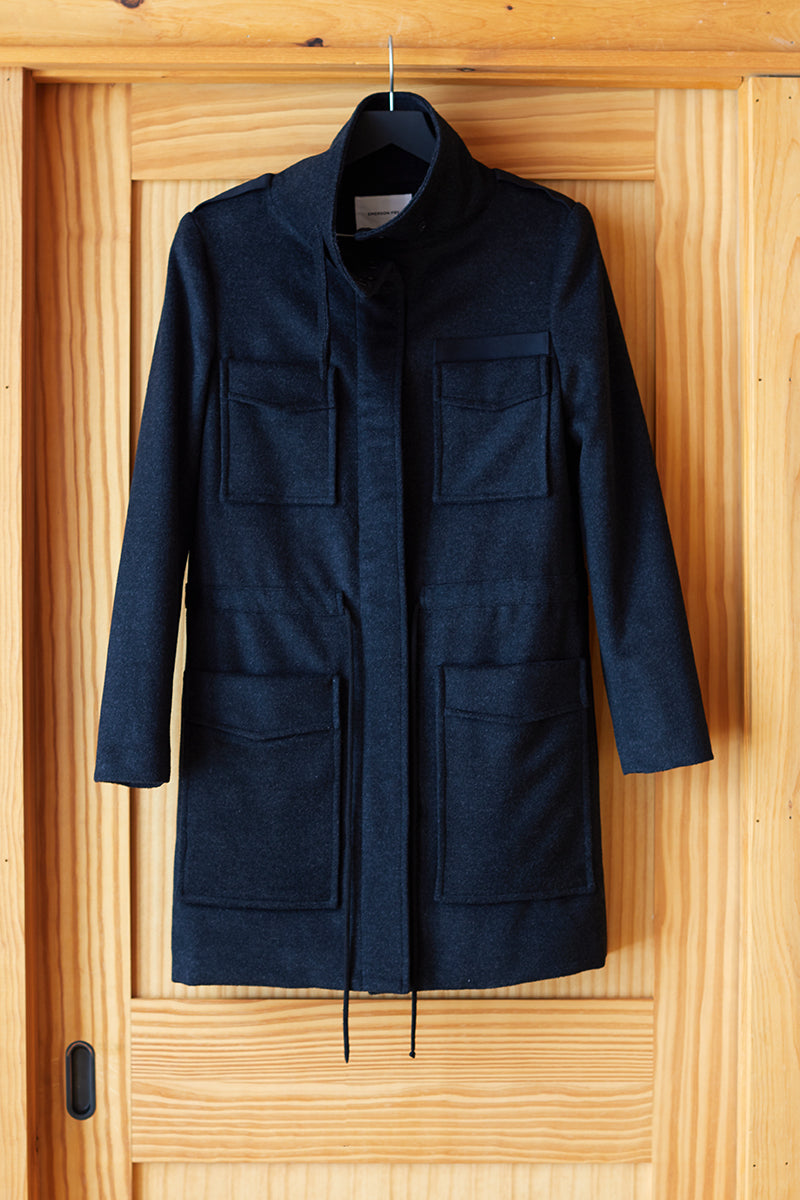 Army Coat - Charcoal Wool Cashmere