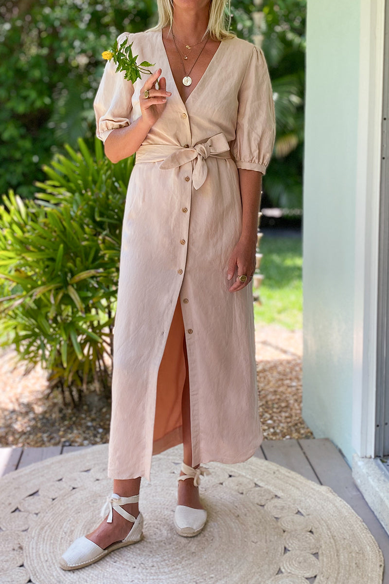 Bea Dress - Shell Pink Linen