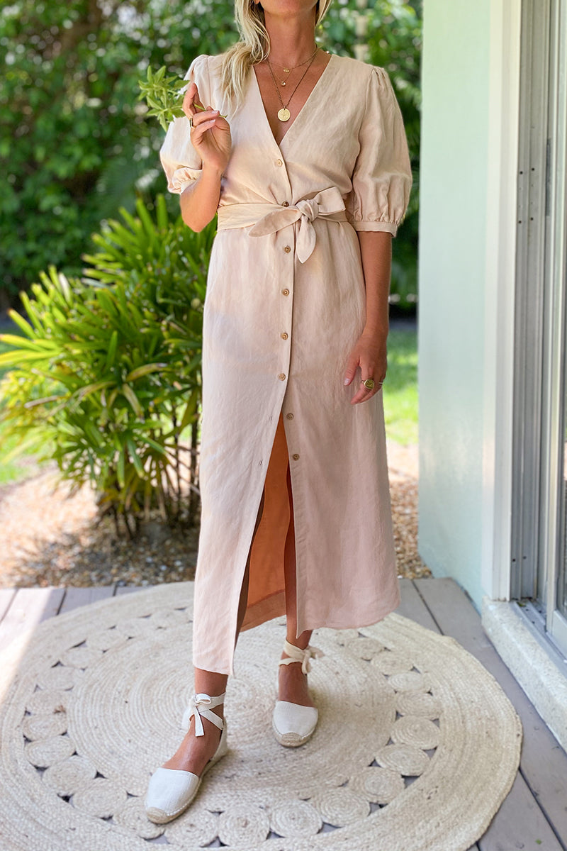 Bea Dress - Shell Pink Linen