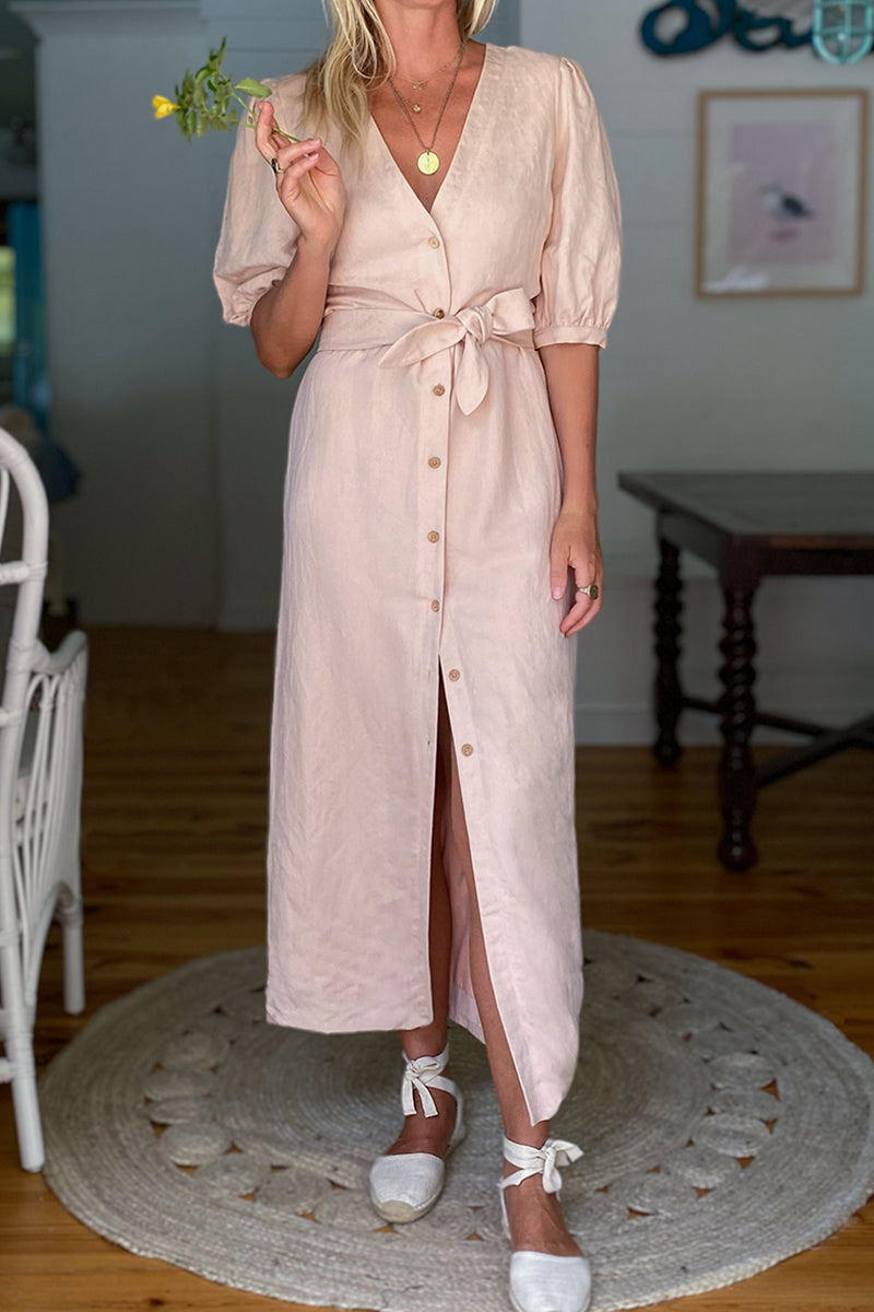 Bea Dress - Shell Pink Linen