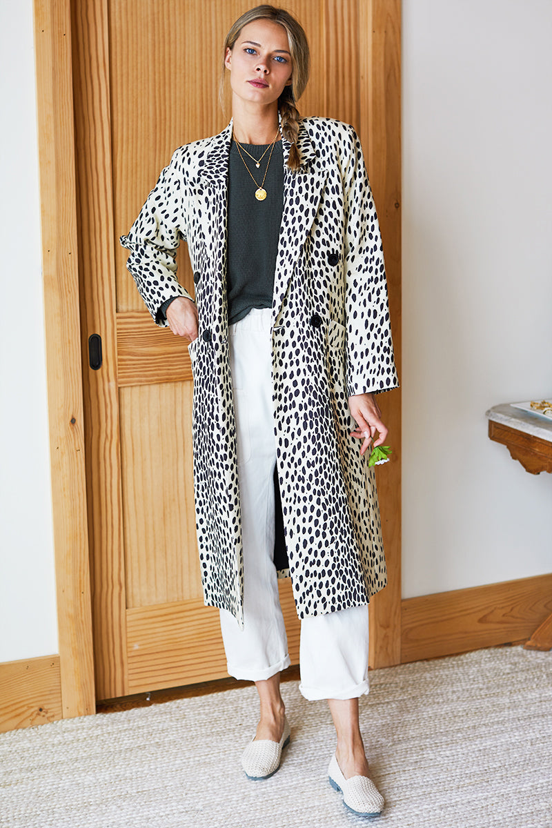 Bowery Coat - Leopard Linen