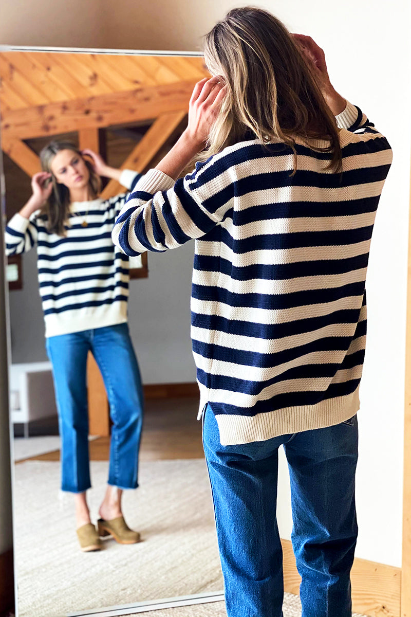 Carolyn Sweater - Navy French Stripe Organic