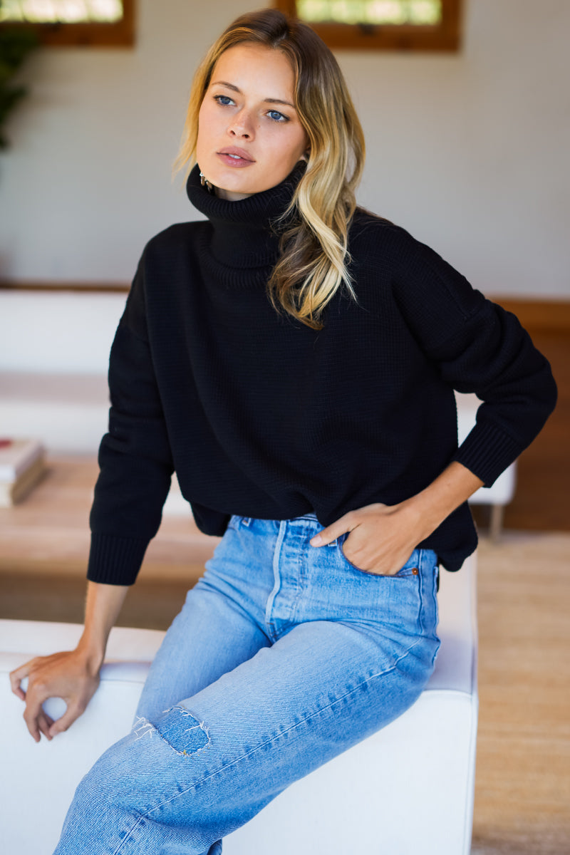 Carolyn Turtleneck Sweater - Black Organic