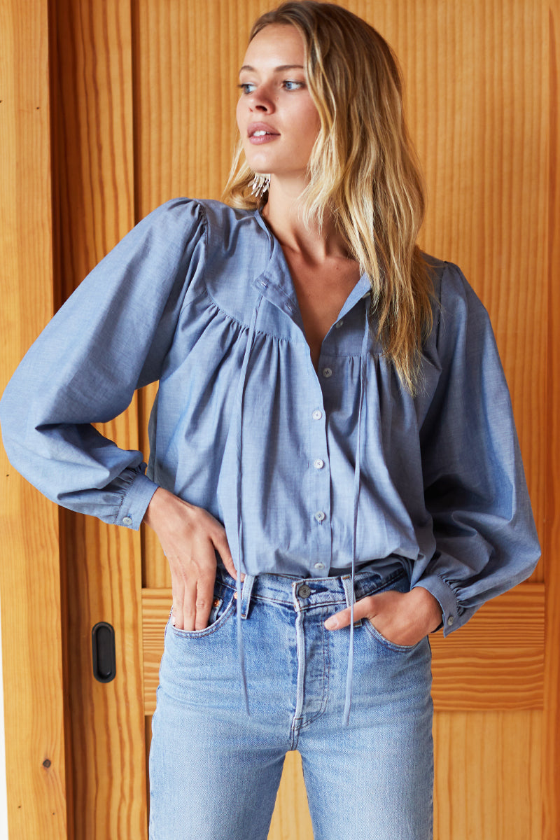 Poet Blouse - Chambray - Emerson Fry